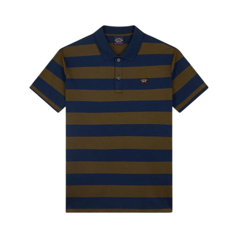 Polo Uomo Iconica a righe con badge Blu verde PAUL & SHARK- Francavilla Moda